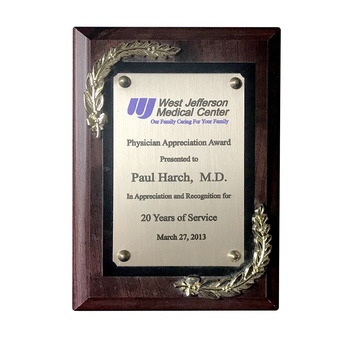 dr. harch hbot west jefferson medial center award